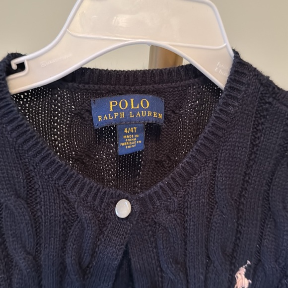Ralph Lauren POLO Girls Sweater Size 4/4T Combed Cotton Peplum Cardigan - Picture 3 of 6